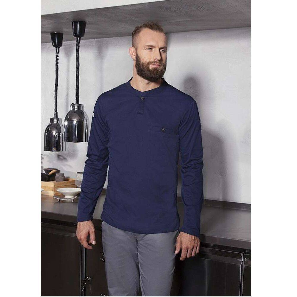 Chemise de cuisine Performance manches longues bleu marine | KARLOWSKY TM 6-10