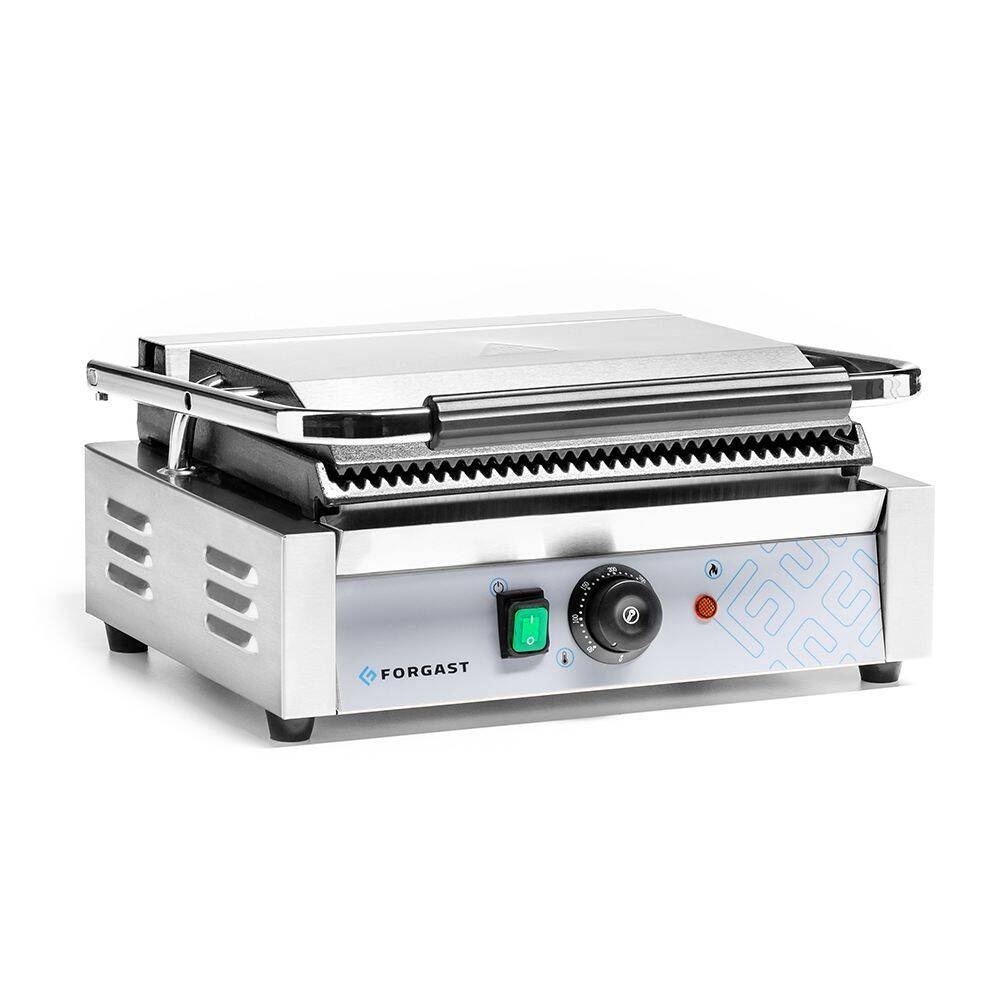 Grill de contact panini, plaques rainurées, 2,2 kW | FORGAST FG09201