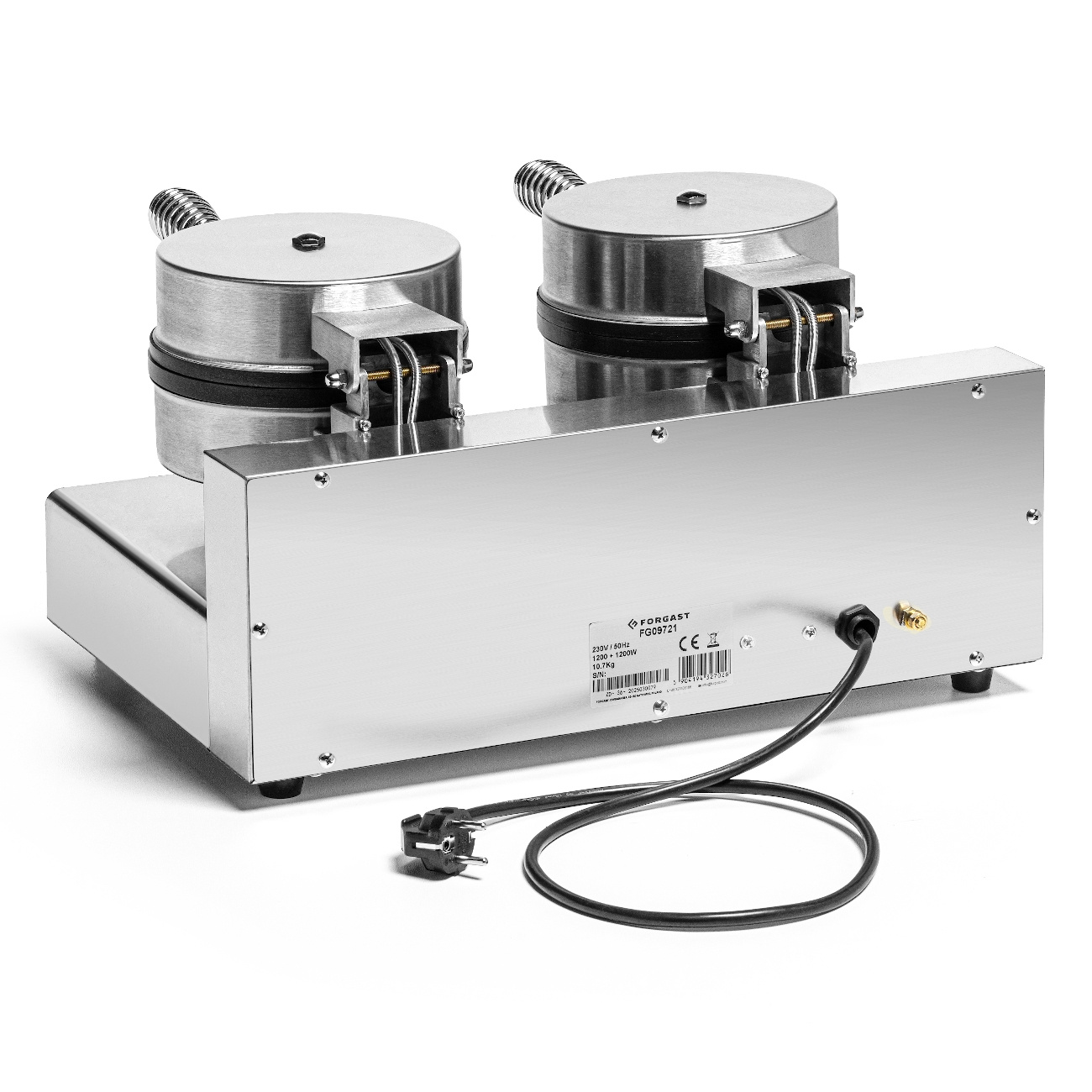 Gaufrier électrique double pour gaufres belges, diam. 18,5 cm, 4 kW, 230 V | FORGAST FG09721