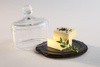 Assiette en ardoise naturelle avec couvercle en verre, MORRA, diamètre 10,5 cm | APS 984
