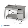 Table de travail en acier inoxydable avec placard et tablette inférieure 180x60x85 cm | FORGAST