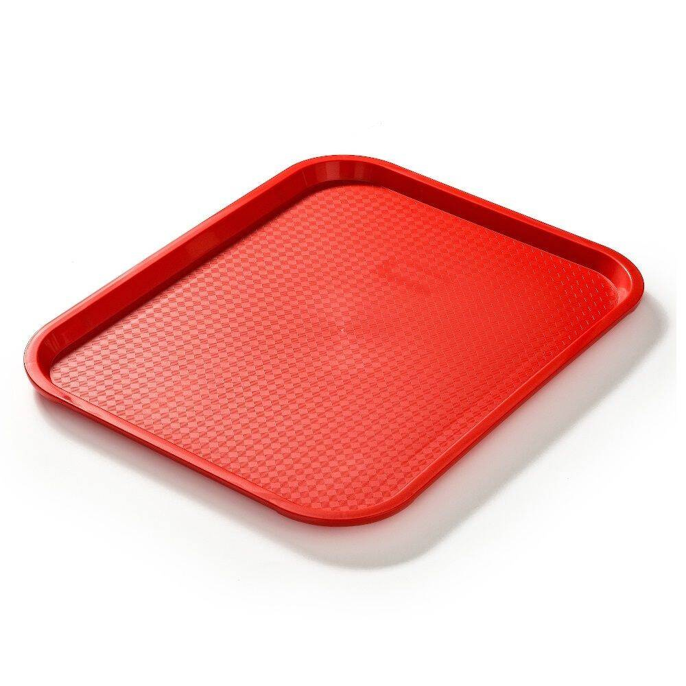 Plateau fast food rouge, polypropylène, 45x35 cm, rectangulaire | FORGAST FG12531