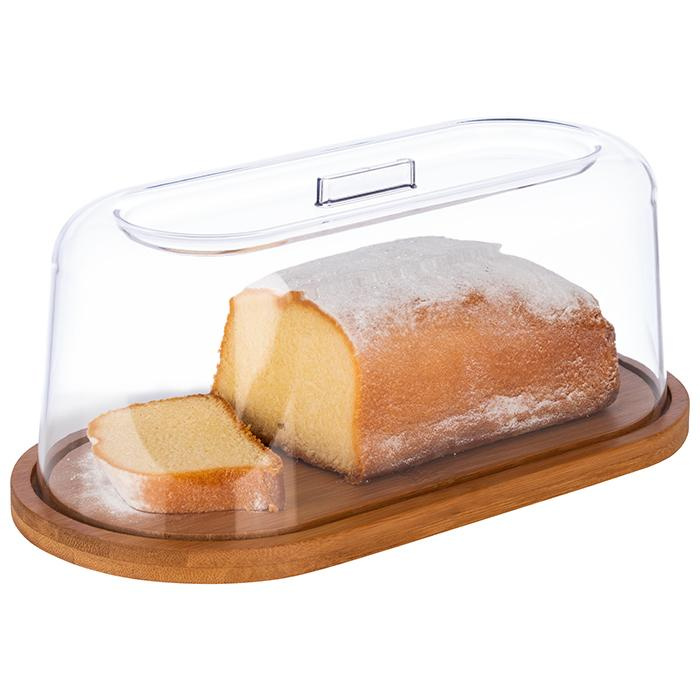 Plateau en bambou avec couvercle en SAN, 28x14x11.5 cm | APS 826