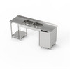 Table inox avec évier à 2 bacs et placard 220x60x85 cm | FORGAST