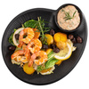 Assiette NERO avec coupelle pour dips, noir, 30x25x2.5 cm | APS 85075