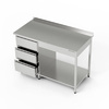 Table de travail inox avec bloc de tiroirs et étagère 230x70x85 cm | FORGAST