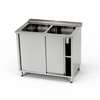 Table inox avec évier à 2 bacs et placard 130x60x85 cm | FORGAST
