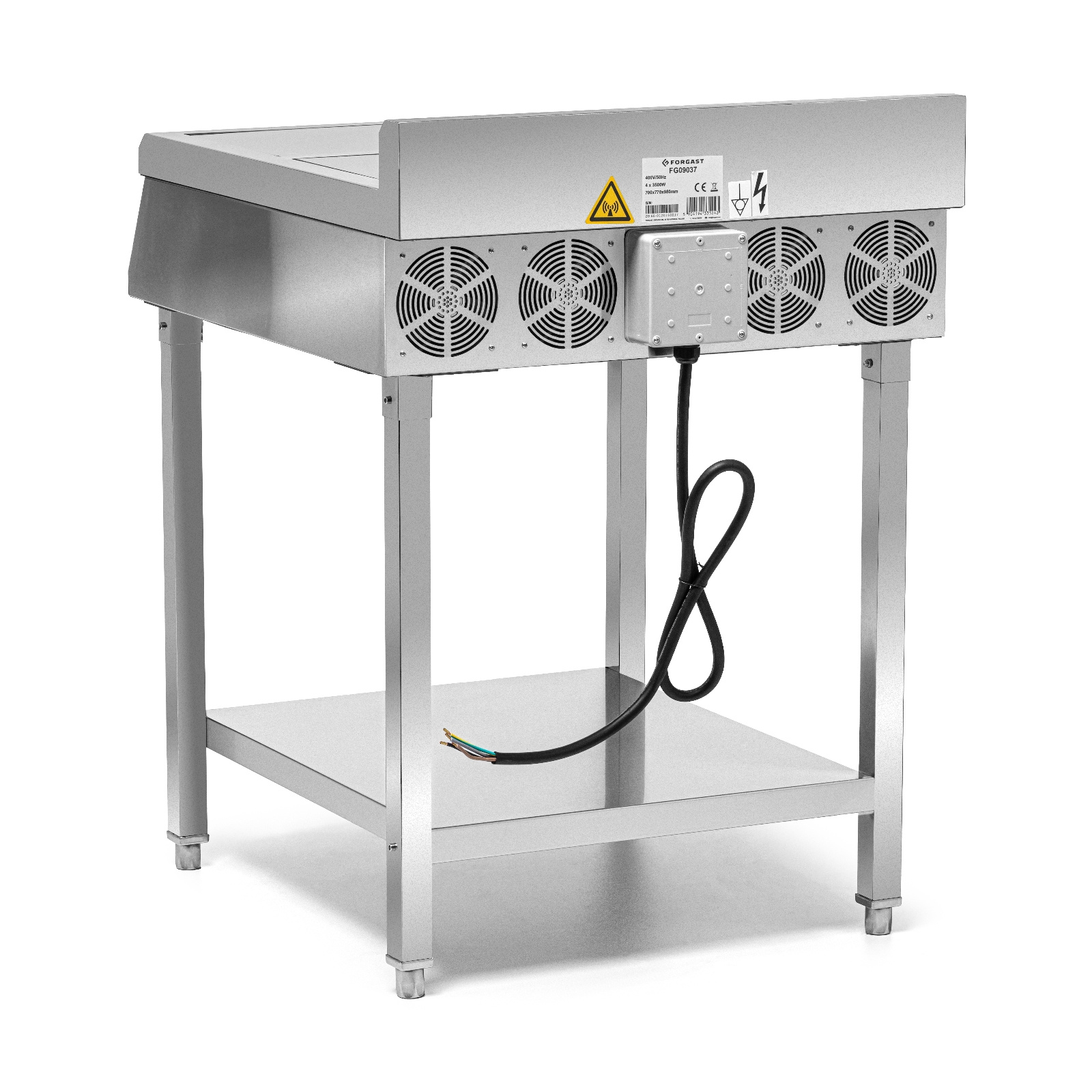Cuisine à induction 4 foyers sur soubassement, 4x3,5 kW, 400 V | FORGAST FG09037