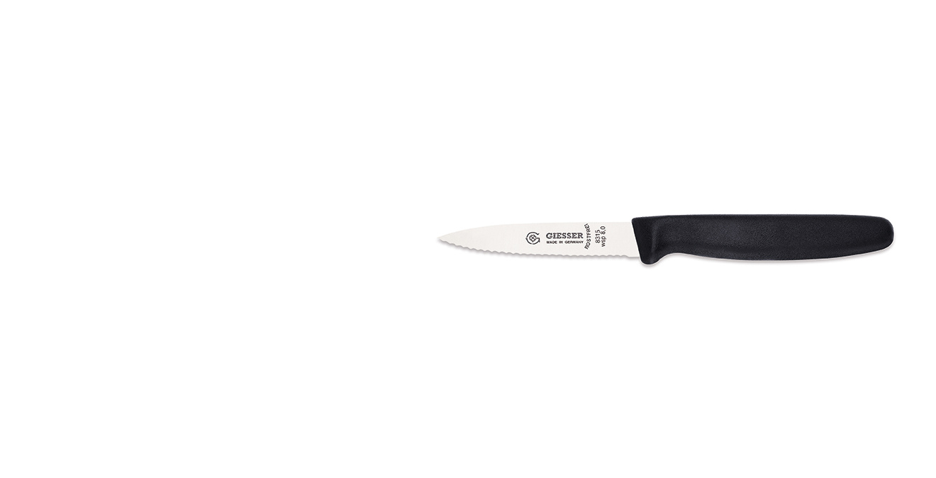 Couteau d’office à bord ondulé - 8 cm, noir | GIESSER MESSER 8315 wsp 8,0