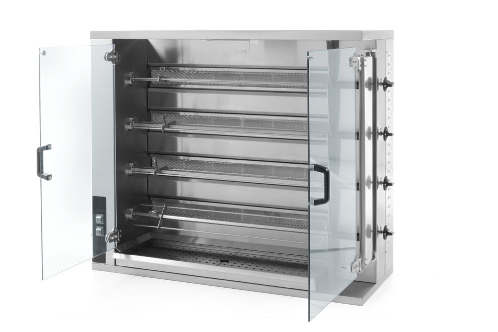 Rôtissoire à gaz pour poulets, 20 pièces, 18,8 kW, 4 broches | HENDI 226087