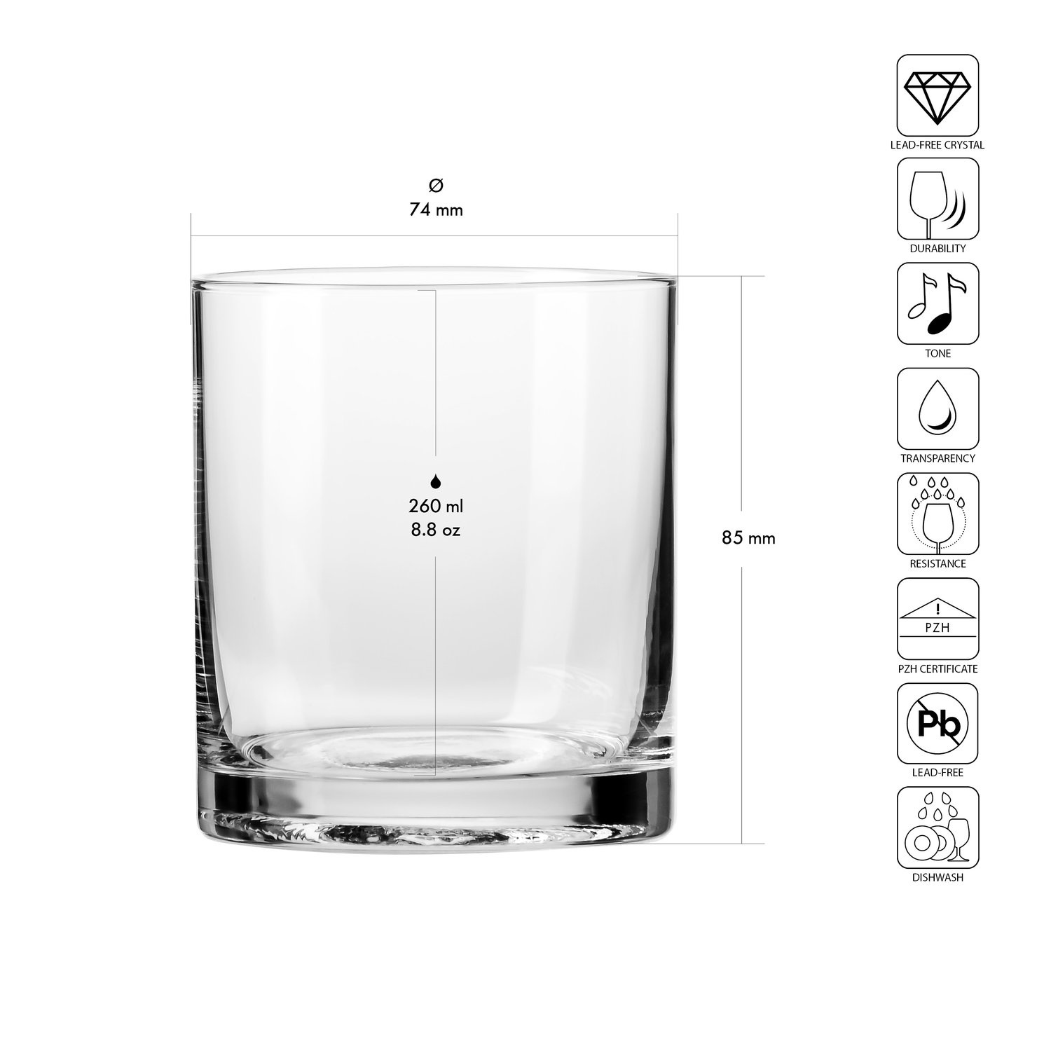 Verres XNO TUMBLER 260 ICE 260 ml, lot de 6 pièces | KROSNO GLASS F682482022058U80