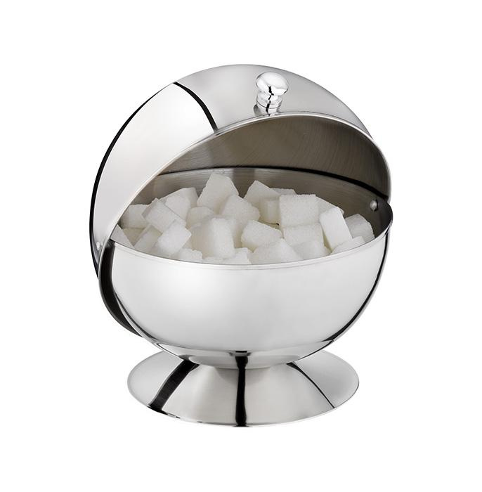 Sucrier avec couvercle roll-top, acier inoxydable, 14x14 cm | APS 33