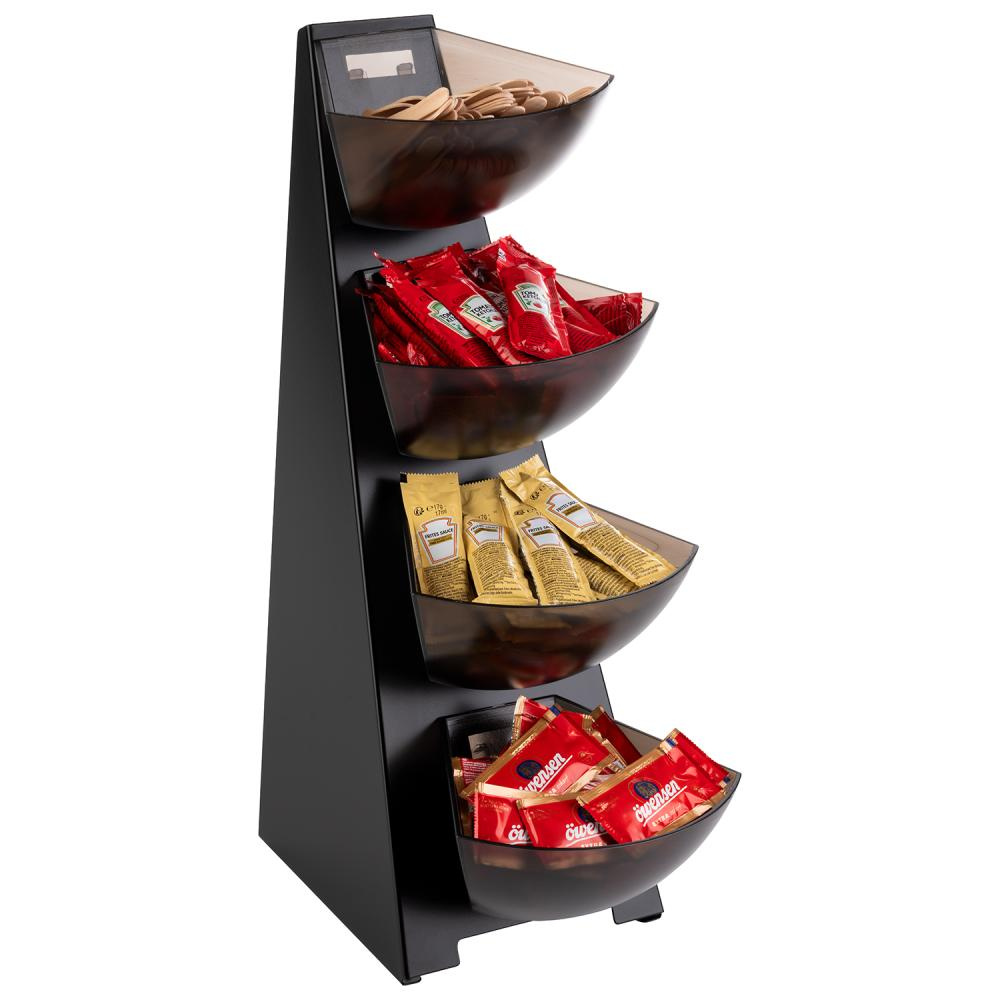Présentoir de buffet à quatre niveaux MULTITRACK, noir, 33x19,5x53 cm | APS 11414