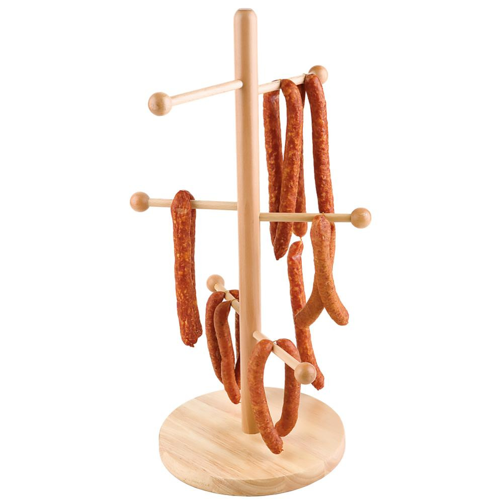 Présentoir buffet pour la présentation de bretzels ou saucisses, en bois, brun clair, 27,5x27,5x50 cm | APS 79553