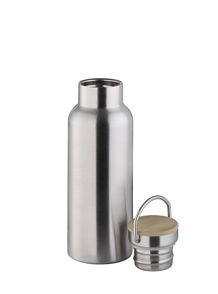 Bouteille isotherme « H2O YEAH! », acier inoxydable, couvercle en bambou, 500 ml | APS 66905