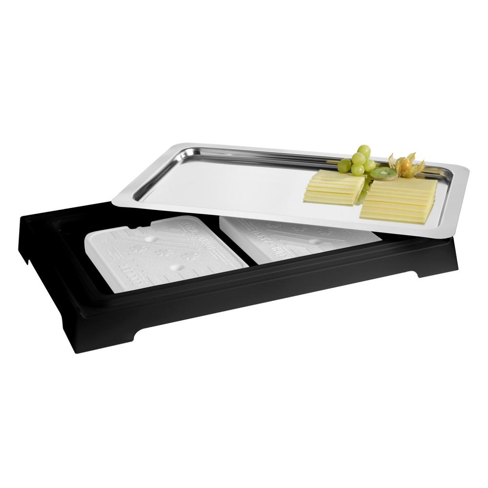 Vitrine de buffet avec élément réfrigérant, sans couvercle TOP FRESH GN 1/1, noir, 58,5x36,5x6 cm | APS 11505
