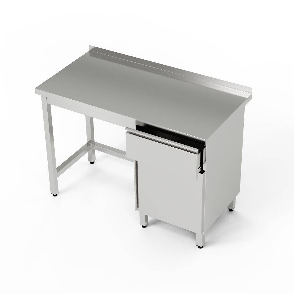 Table de travail en acier inoxydable avec placard et tiroir 200x60x85 cm | FORGAST