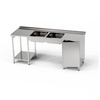 Table en acier inoxydable avec évier à 2 bacs et placard 270x60x85 cm | FORGAST