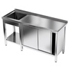 Table inox avec évier 1 bac et placard 170x70x85 cm | FORGAST