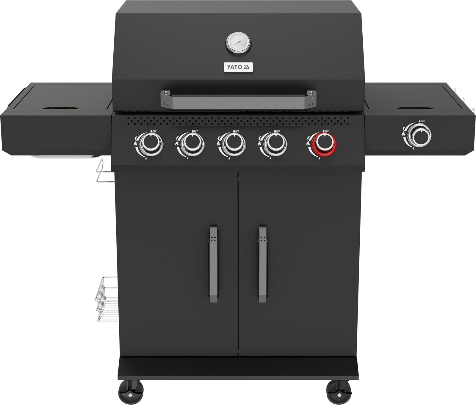Grill à gaz 5+1 19 kW noir | YATO YG-20031