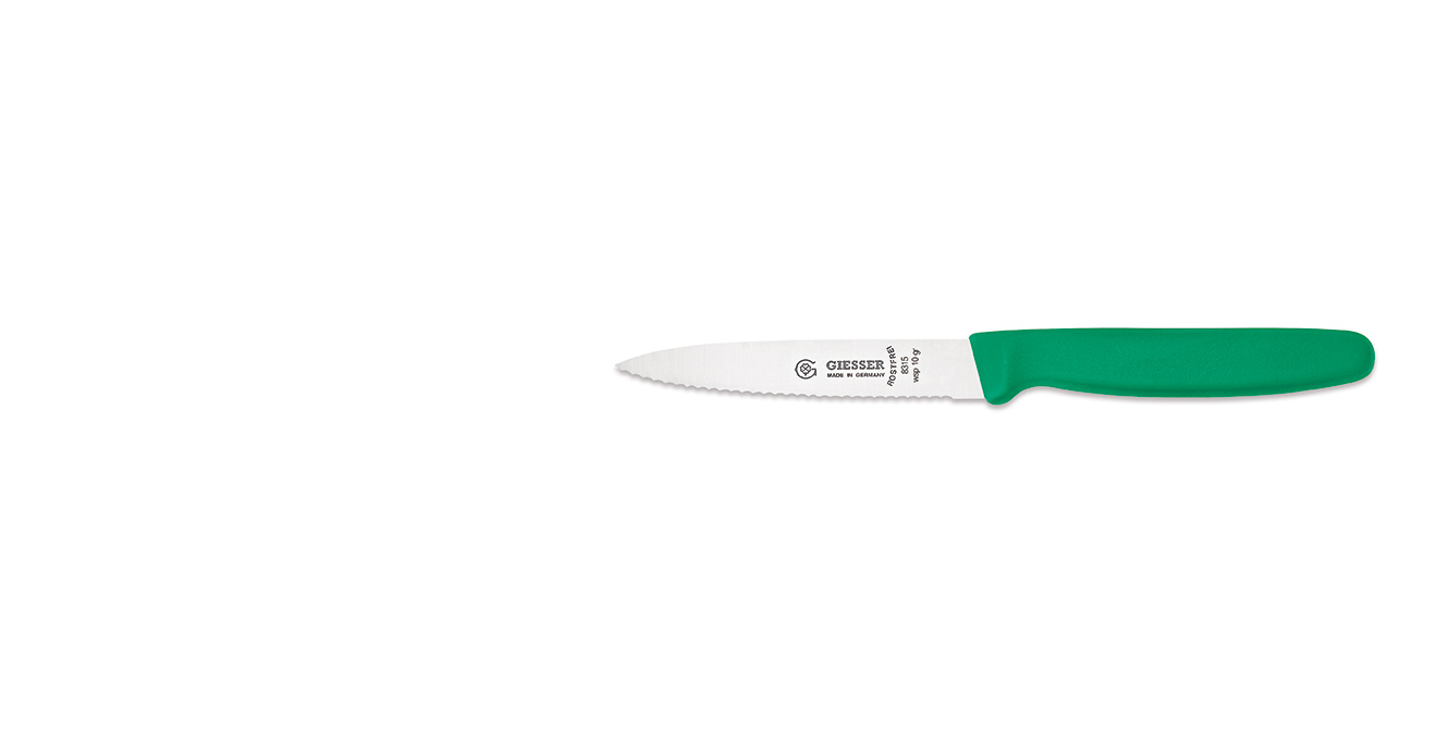 Couteau à éplucher à bord ondulé - 10 cm, vert | GIESSER MESSER 8315 wsp 10 gr