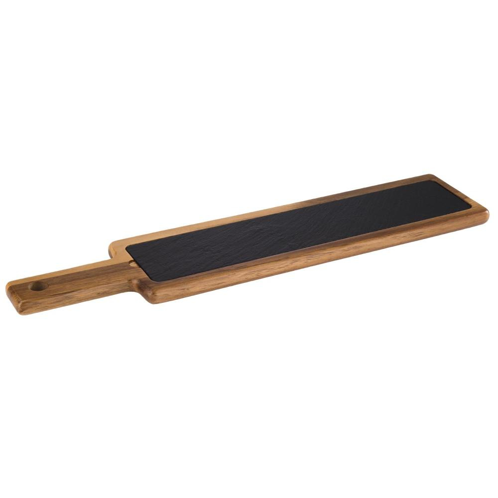 Planche de service avec plateau en ardoise, marron, 55x12x2 cm | APS 813