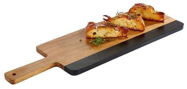 Planche de service ROCKWOOD, avec bande en ardoise, marron, 56x18x1.5 cm | APS 869