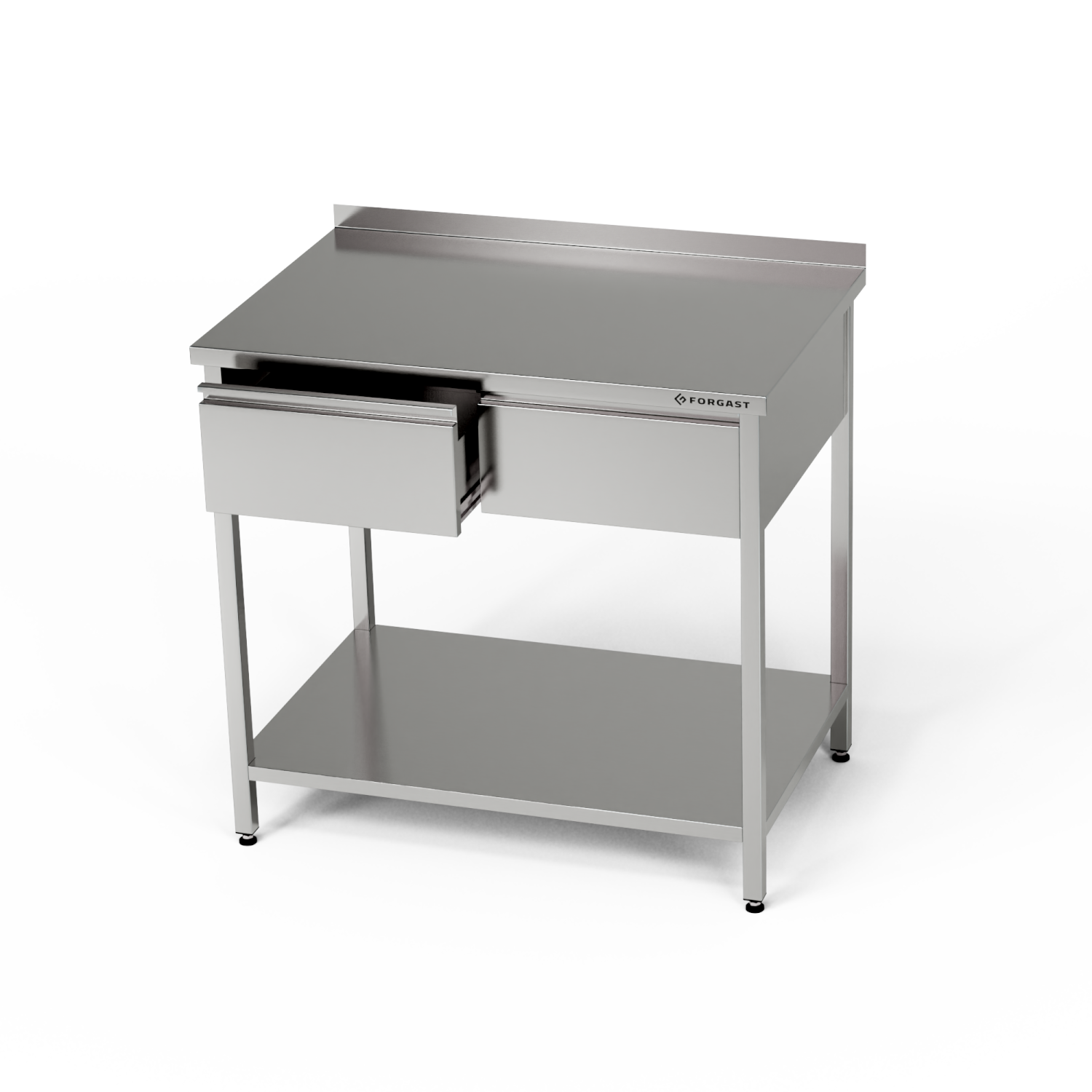 Table de travail inox avec tiroirs et étagère inférieure 90x60x85 cm | FORGAST