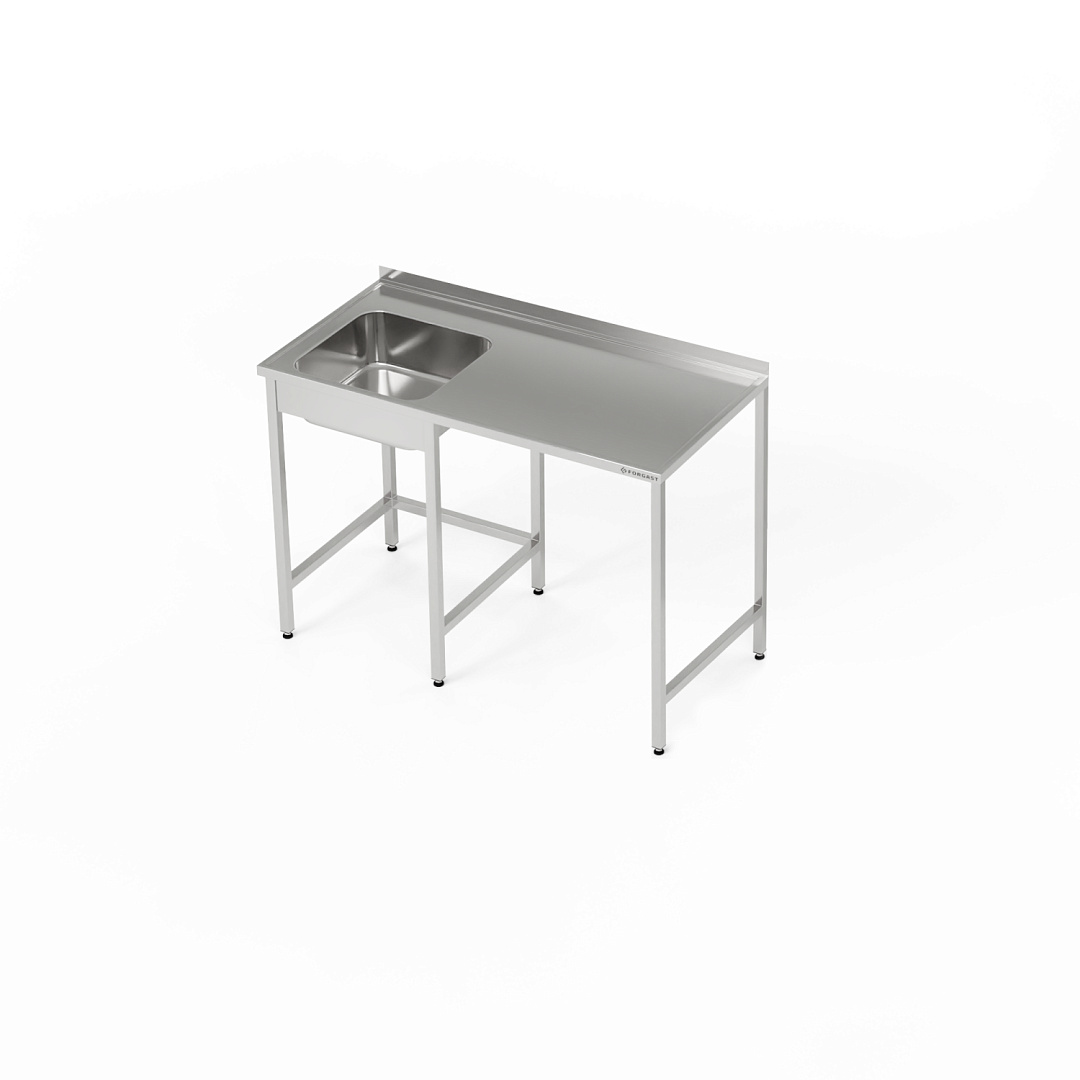 Table en acier inoxydable avec évier 1 bac et emplacement pour lave-vaisselle 140x70x85 cm | FORGAST