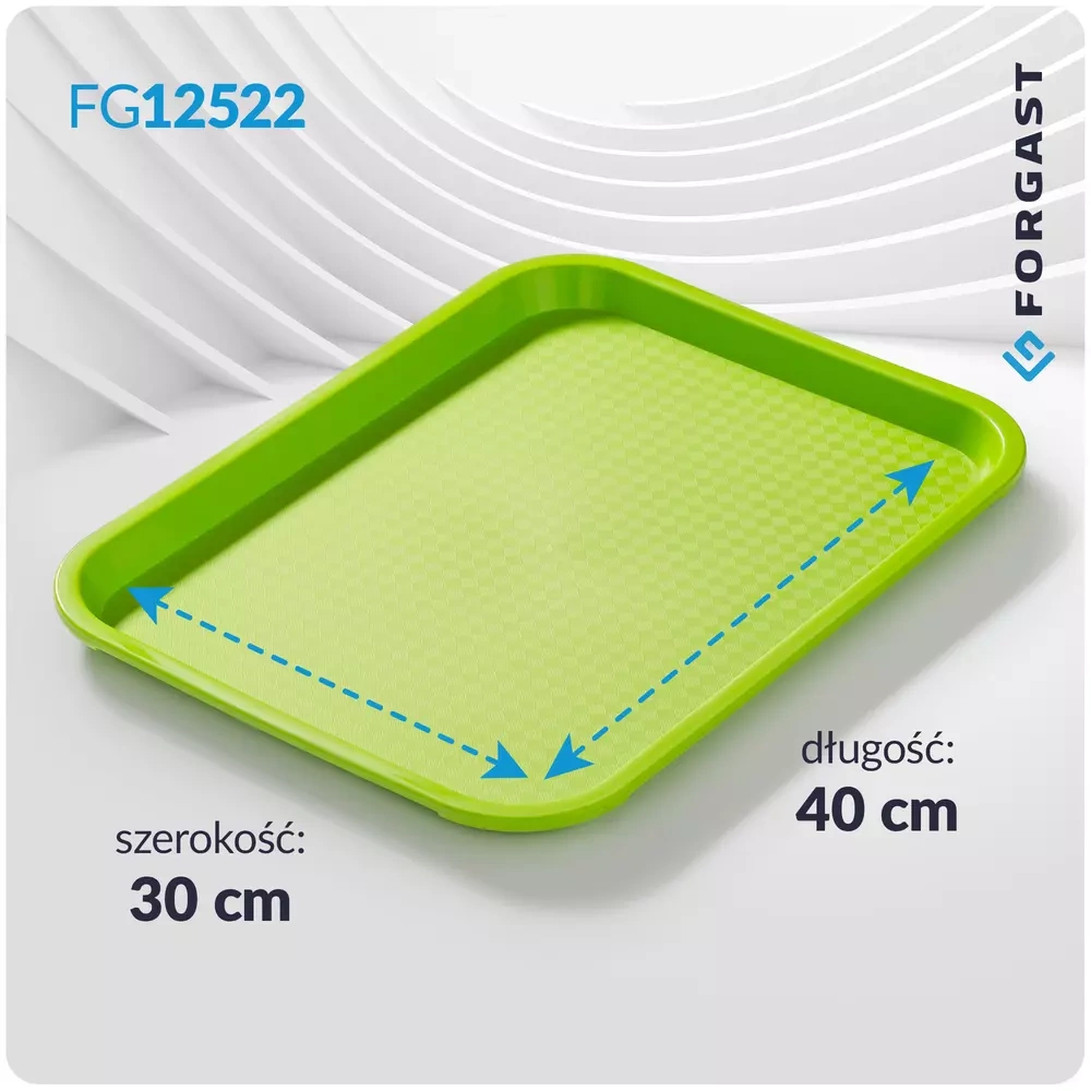 Plateau fast food vert, polypropylène, 40x30 cm, rectangulaire | FORGAST FG12522