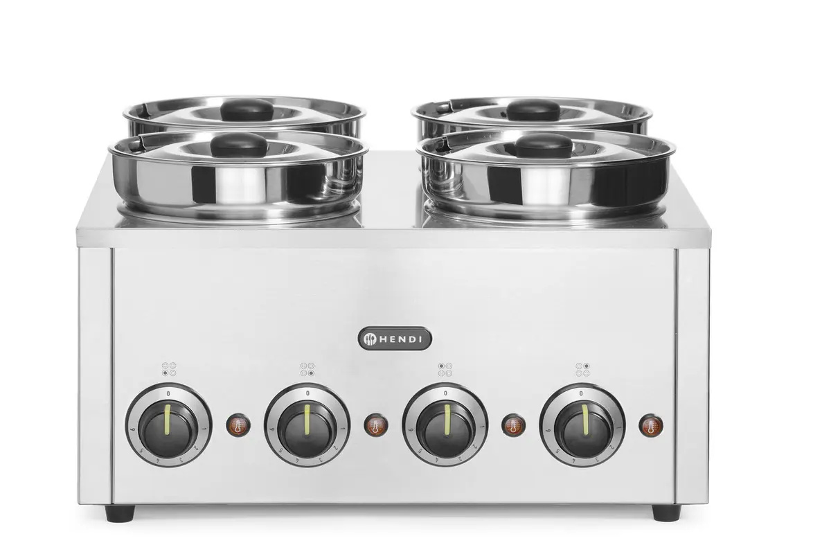 Bain-marie Thermosystem 4, 16 l, 4 compartiments, acier inoxydable | HENDI 201466
