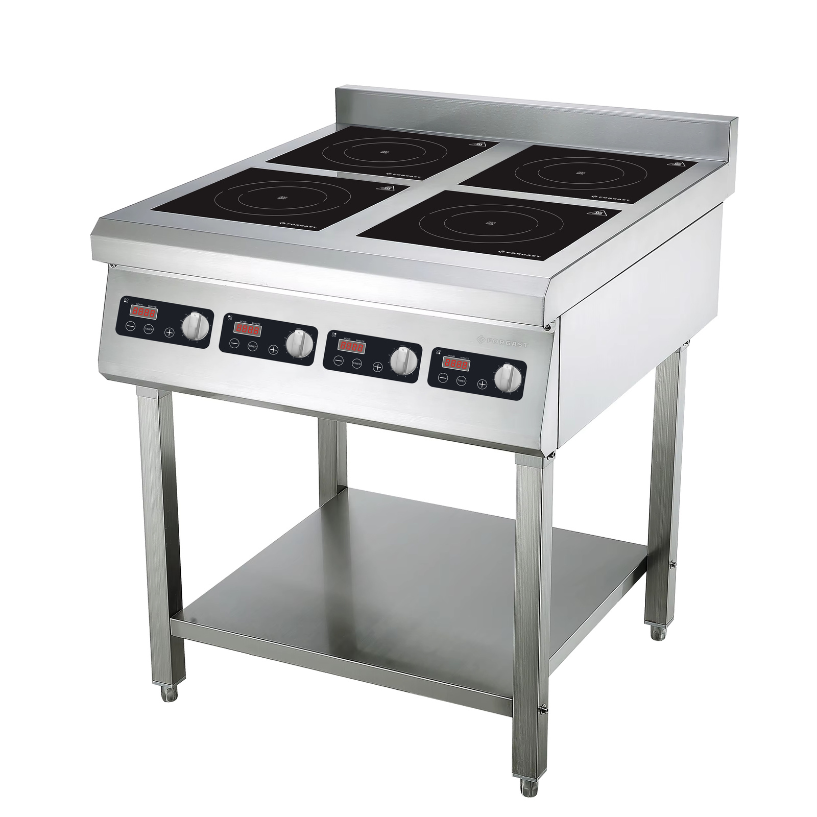 Cuisine à induction 4 zones sur soubassement à assembler, 4x3,5 kW, 400 V | FORGAST FG09037