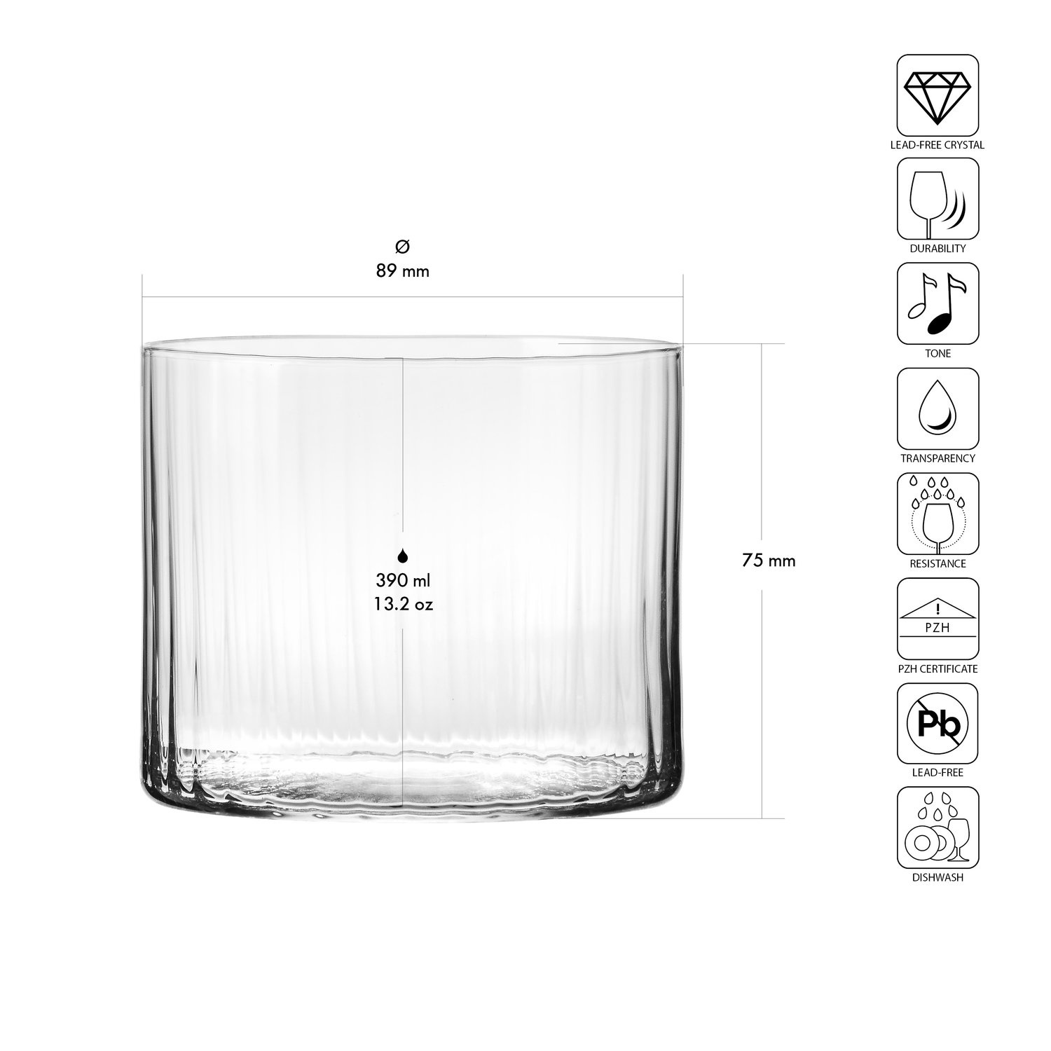 Verres XNO TUMBLER OPTIC 390, 390 ml, lot de 6 pièces | KROSNO GLASS F685179031008050