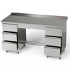Table de travail en acier inoxydable avec 2 blocs de 3 tiroirs 230x60x85 cm | FORGAST
