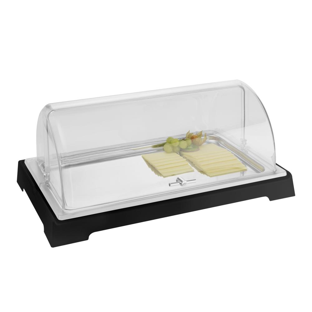 Vitrine de buffet avec élément réfrigérant, sans couvercle TOP FRESH GN 1/1, noir, 58,5x36,5x6 cm | APS 11505