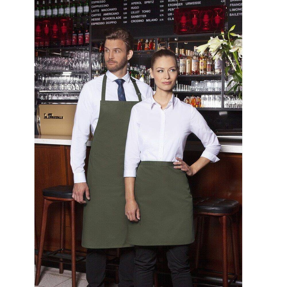 Tablier de cuisine Basic 75 x 90 cm avec poche et boucle vert mousse | KARLOWSKY BLS 5-79-Stck