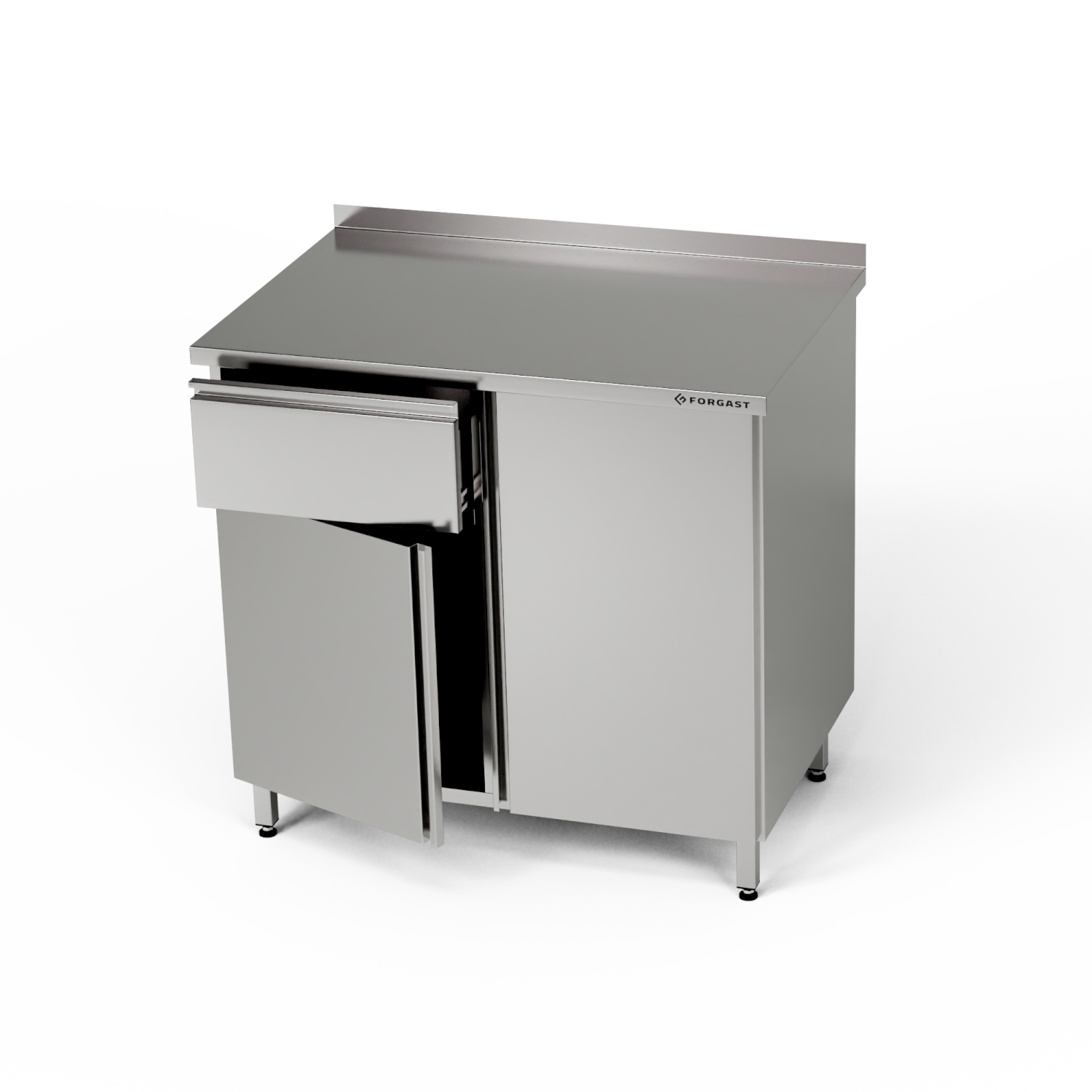Table de travail inox avec placard et tiroir 130x60x85 cm | FORGAST