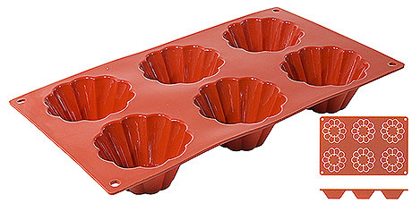 Moule pour brioches, en silicone, 6 cavités, 7,5 x 4 cm | CONTACTO 6638/864