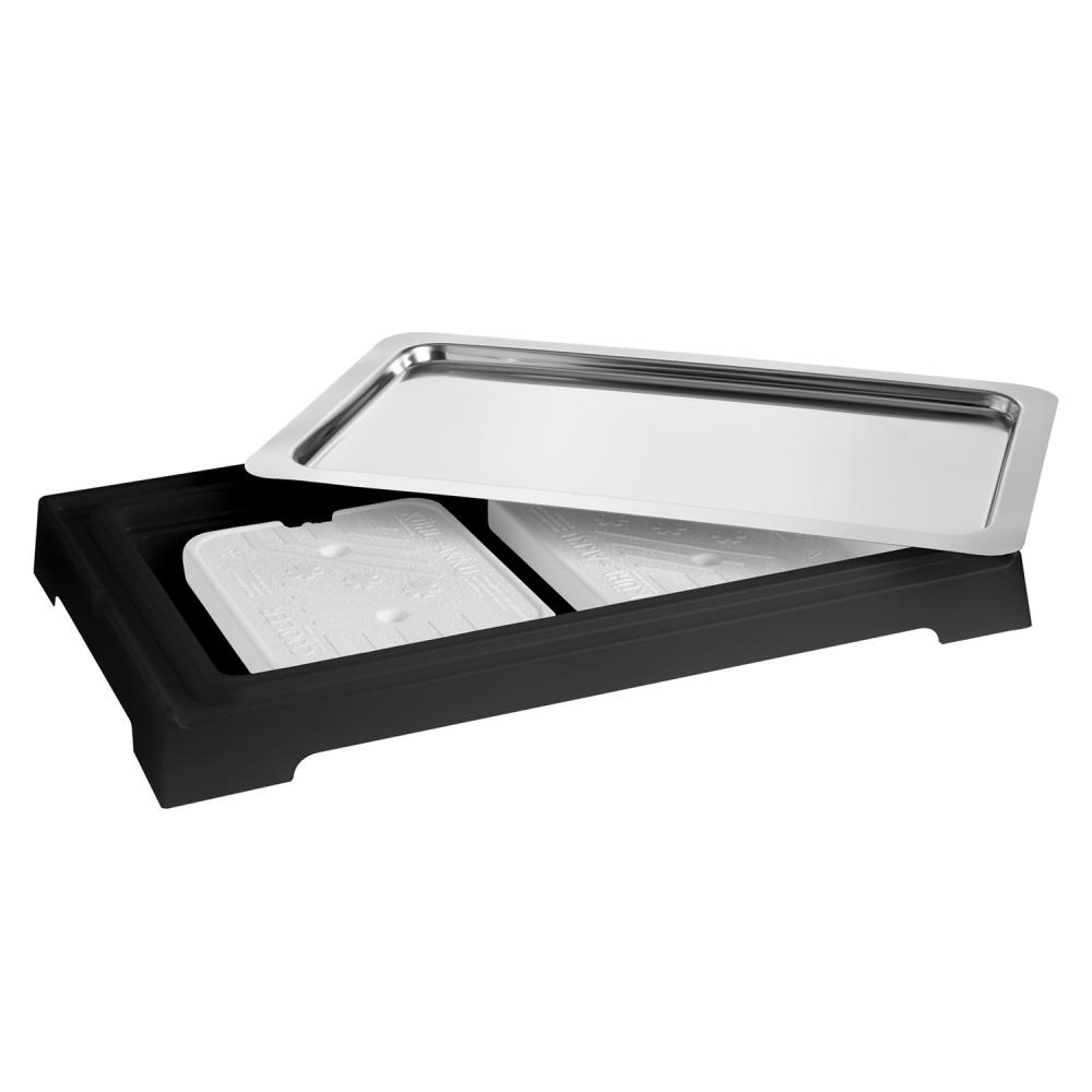 Vitrine de buffet avec élément réfrigérant, sans couvercle TOP FRESH GN 1/1, noir, 58,5x36,5x6 cm | APS 11505