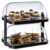 Vitrine de buffet à deux niveaux DOPPELDECKER avec insert réfrigérant, noire, 44x32x44 cm | APS 9204