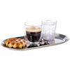 Plateau KAFFEEHAUS ovale à angle droit, poli, mat, en acier inoxydable, 30x15,5x1,5 cm | APS 30149
