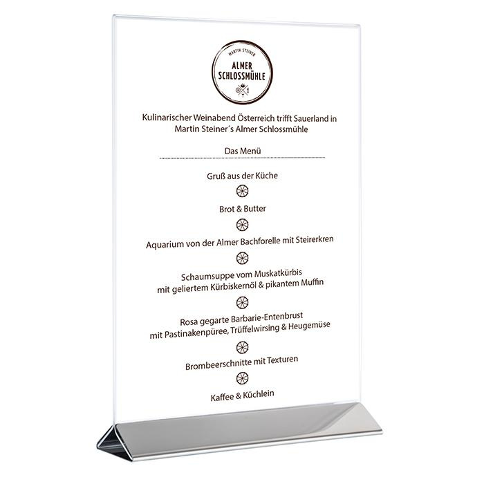Porte-menu format A6, 2 pièces, 10,5x7x17 cm | APS 71521