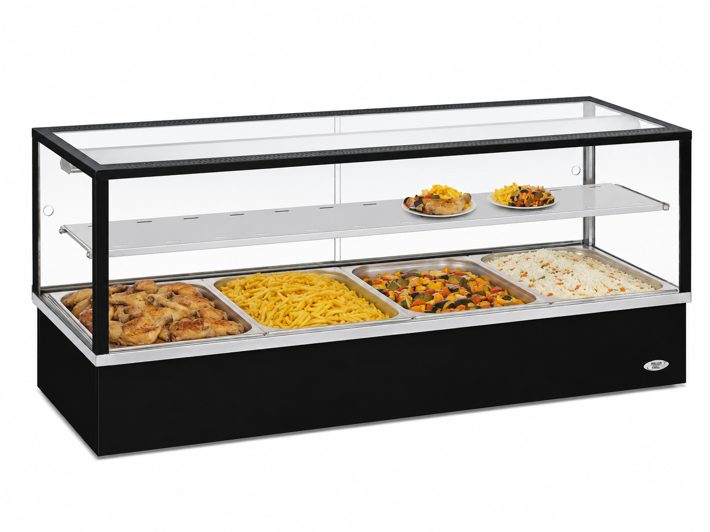 Vitrine chauffante avec bain-marie, 4 GN 1/1, noire | ROLLER GRILL BMV 40 N