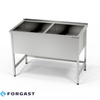 Bac inox 2 compartiments (prof. 30 cm) 140x60x85 cm | FORGAST