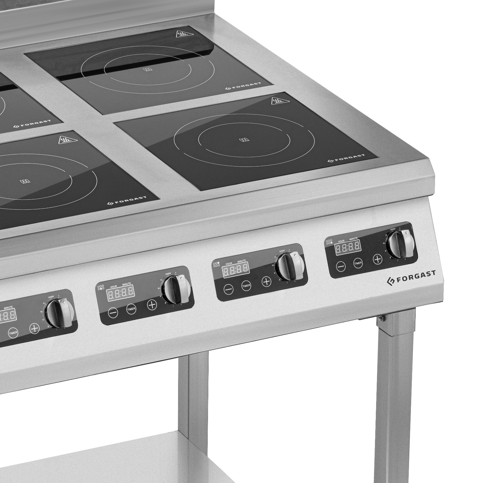 Cuisine à induction 4 foyers sur soubassement, 4x3,5 kW, 400 V | FORGAST FG09037