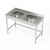 Table en acier inoxydable avec évier à 2 bacs 120x70x85 cm | FORGAST