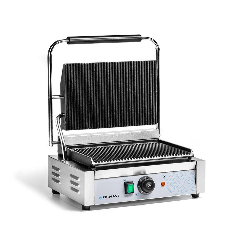 Grill de contact panini, plaques rainurées, 2,2 kW | FORGAST FG09201