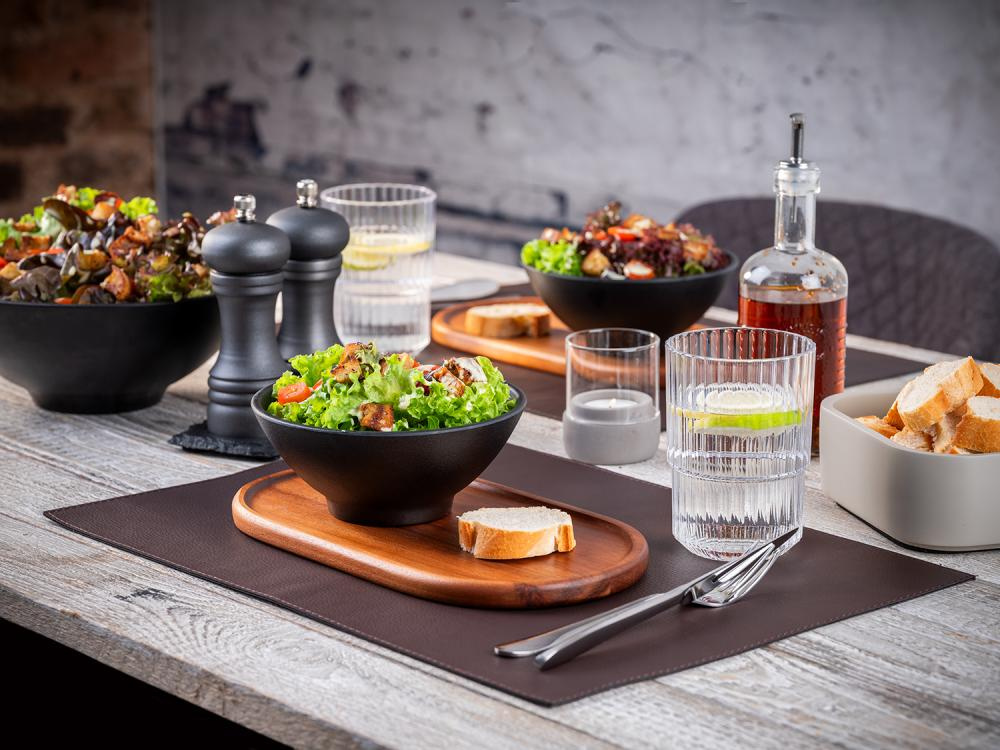 Set de 6 sets de table VELLURA, simili cuir, couleur marron, 45x32,5x0,1 cm | APS 60045