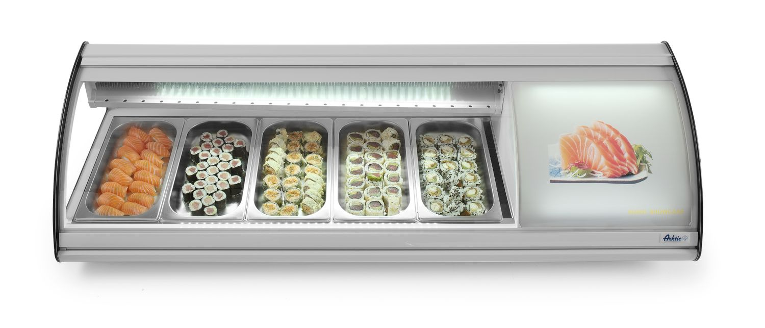 Vitrine réfrigérée pour sushi, 63 l, LED, 3-7°C, 130,7x45x33 cm | HENDI 233757