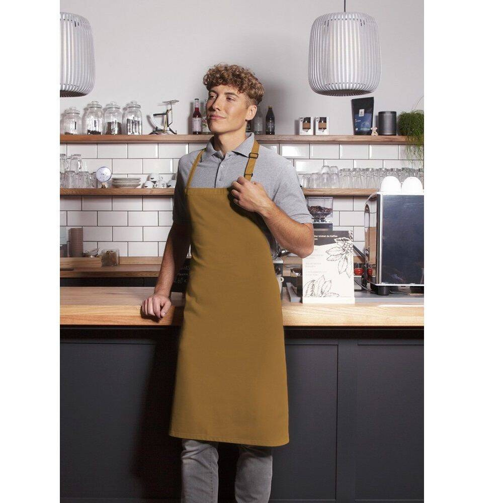 Tablier de cuisine Basic 75 x 90 cm avec boucle moutarde | KARLOWSKY BLS 4-87-Stck